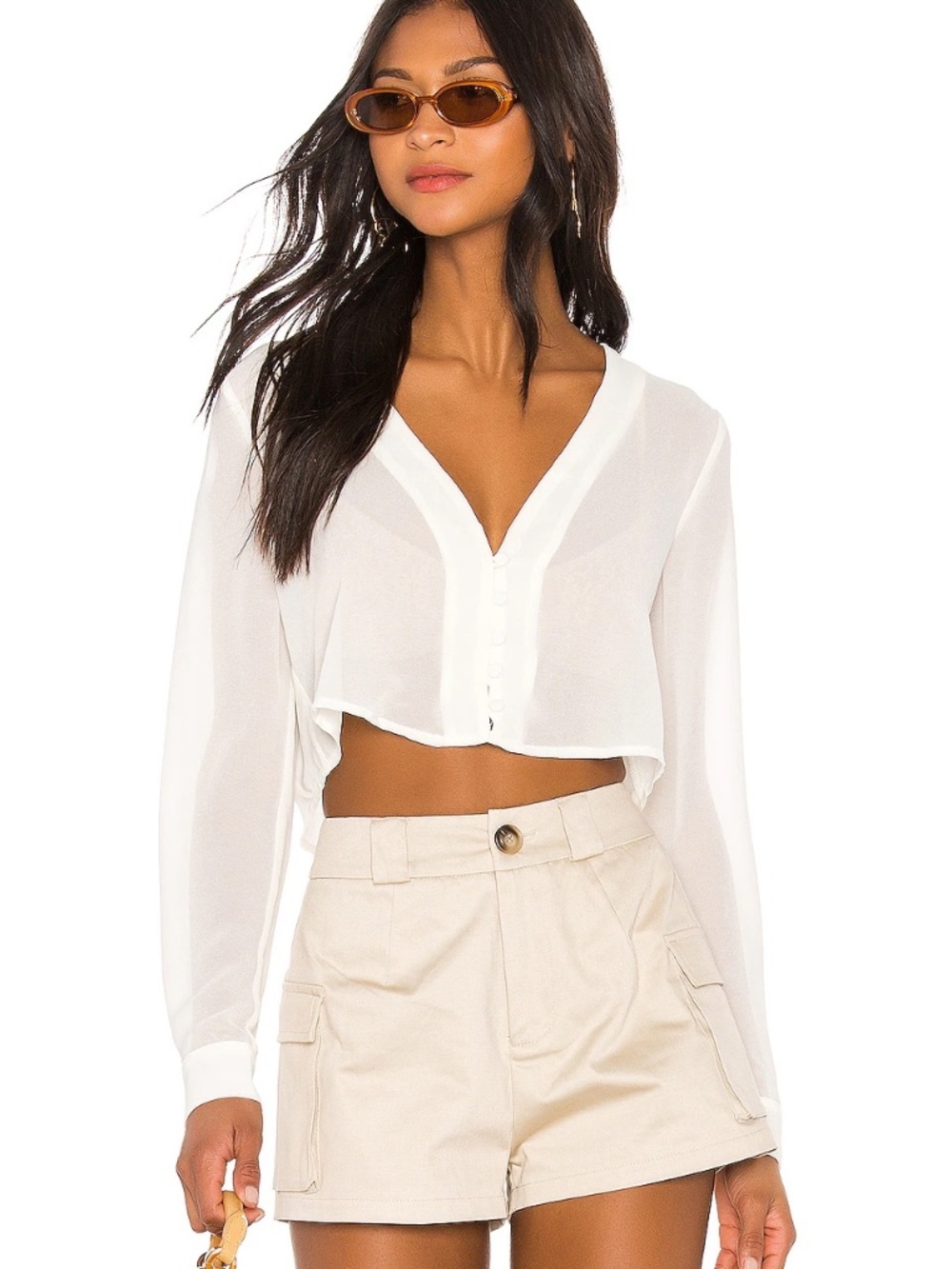 SUPERDOWN - White Belinda Button Up Top - Size Small (BRAND NEW)